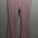 Women's Ribbed Knit Flared Pants, Stretchy Fitted Bell Bottom Yoga Pants (Pale Pinkish-grey, XS)