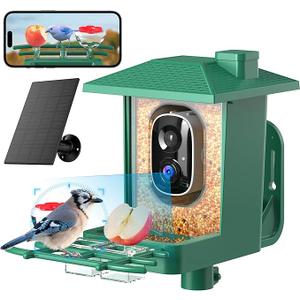 Bird Feeder with Camera Outdoor Solar: Smart Birdfeeder with AI Recognition  2K HD Live Stream Video Camera for Outside Wild Birds Garden Decor  Bird Lover Gifts