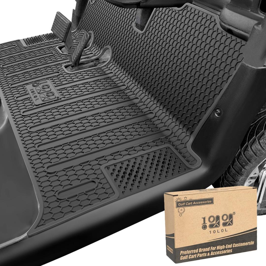 10L0L Golf Cart Floor Mat for EZGO RXV 2008-up, Full Coverage Floor Liner Mat with Grass-Scraping Design, Honeycomb Pattern, Made by Eco-Friendly Resin Rubber - Black