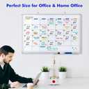 Dry Erase Calendar Whiteboard for Wall, 36" x 24" Magnetic Monthly White Board Calendar Dry Erase, Wall Hanging Aluminum Frame with Tray for Home, School, Office (Silver Frame)