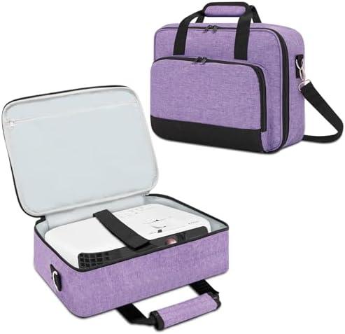 Projector Carrying Case, Projector Bag with Accessories Storage Pockets & Adjustable Shoulder Straps, Portable Carrying Bag Compatible with Epson BenQ ViewSonic and Most Mini Projectors