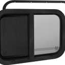 NOVINO Cargo Trailer Windows,18" Wx15 H RV Windows for Cargo Trailer/Camper/Travel Trailer with Trim Ring,Horizontal Sliding Replacement Fit 15/16" or 1-3/8" Thick Wall,Allow Error 1/16,DOT Approved