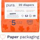 Pura Size 5 Eco-Friendly Diapers (24-35 lbs) Totally Chlorine Free (TCF), Hypoallergenic, Soft Organic Cotton, Sustainable, up to 12 Hours Leak Protection, Allergy UK, 6 Packs of 20 (120 Diapers)