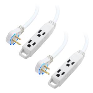 [ETL Listed] Cable Matters 2-Pack 3-Outlet Power Strip Extension Cord with 3 Prong Outlets and 360-Degree Rotating Plug in White - 3ft