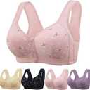 Daisy Bras for Older Women No Underwire Front Closure Comfort Senior Wireless Snap Closing Bra 44C