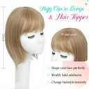 Ms Taj 12 Inch Hair Topper with Bangs, 360 Cover Synthetic Clip in Bangs, 4"x5" Bangs Natural Straight Fiber Hair Toppers for Women, Breathable & Comfortable for Daily Wear(Champagne Blonde)