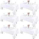 Kesfey 6 Packs White Table Cloths Rectangle 60 x102 inch High Density Washable Polyester Fabric White Tablecloths for 6 Foot Tables Rectangle Wrinkle Resistant Tablecloth for Parties Wedding Banquet