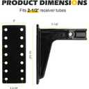 Pintle Hook Hitch Mount, Adjustable 6 Positions for 2-1/2-Inch Trailer Hitch Receiver, 20,000 lbs Capacity, 12-1/2" Height Plate, 10-3/4" Shank, Black Carbide Powder Coat