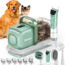 buenkee Dog Grooming Kit with Vacuum, 15000Pa Pet Hair Clipper and Shedding Brush, 50dB Low Noise, 2L Capacity, Green