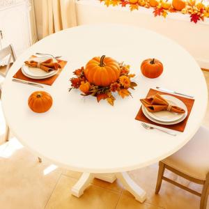 Round Spandex Tablecloth, Elastic Fitted Waterproof Tablecloths for 36"-44" Tables, Stretch Washable Picnic Table Cover for Camping, Dining, Indoor and Outdoor, Beige