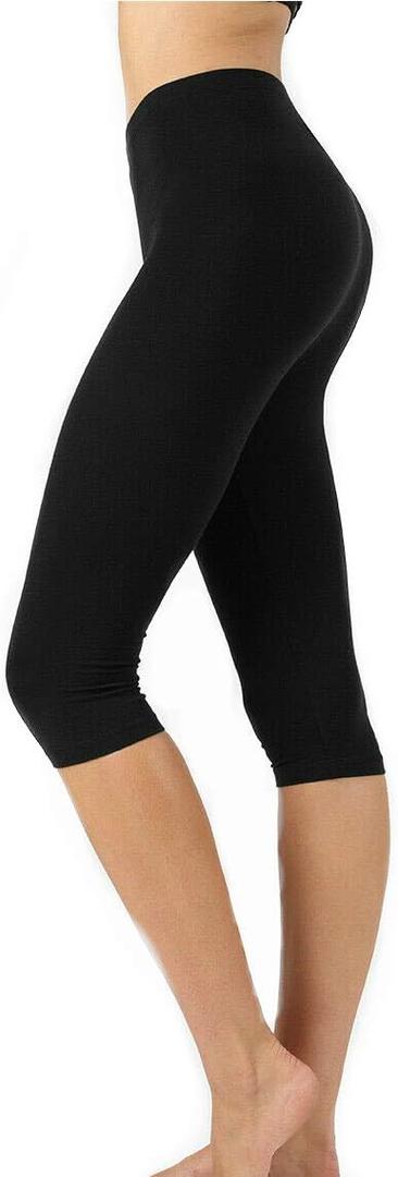 Zenana Premium Cotton 15 INCH Capri Leggings (3X, Black)