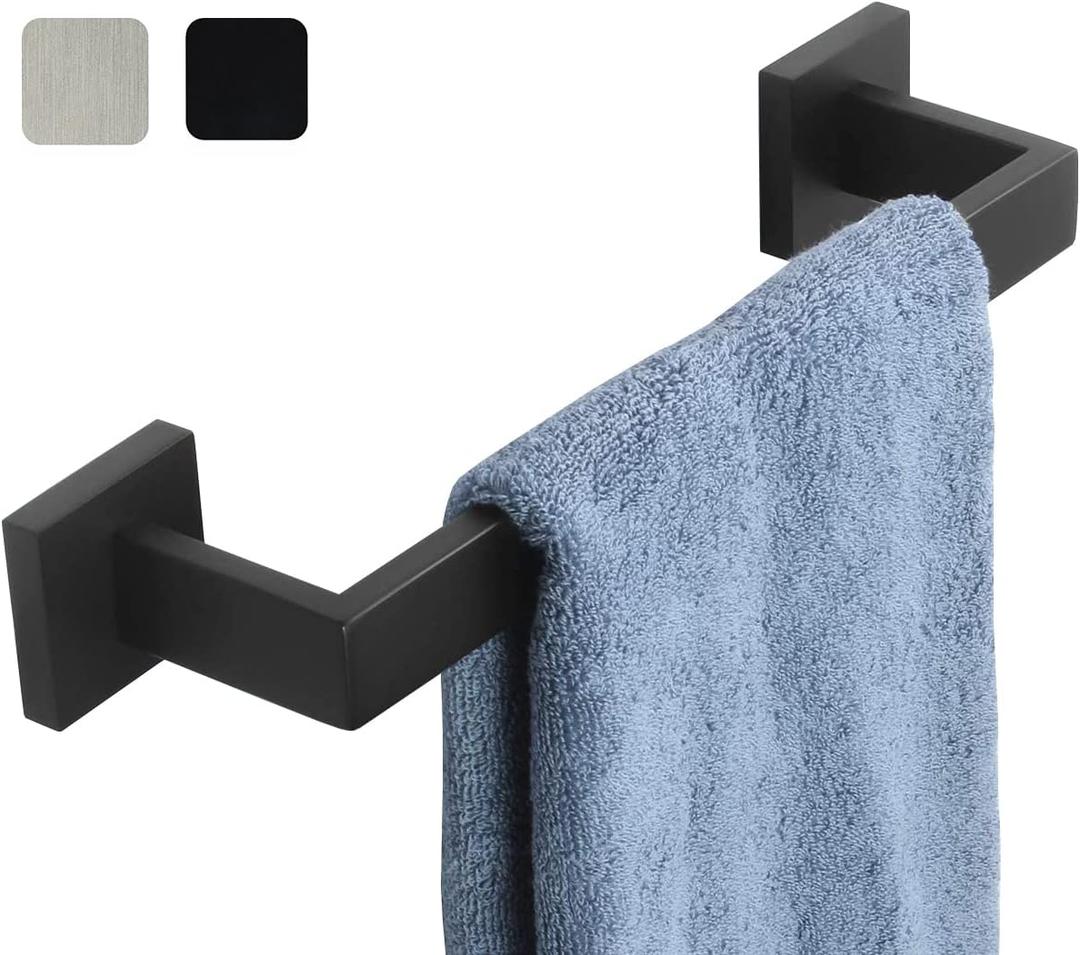 12 Inch Towel Bar for Bathrooms 12/16/24/28/32/36 Inch Stainless Steel 304 Matte Black Towel Holder Modern Square Towel Rod Rustproof Wall Mount (Matte Black, 12 Inch)