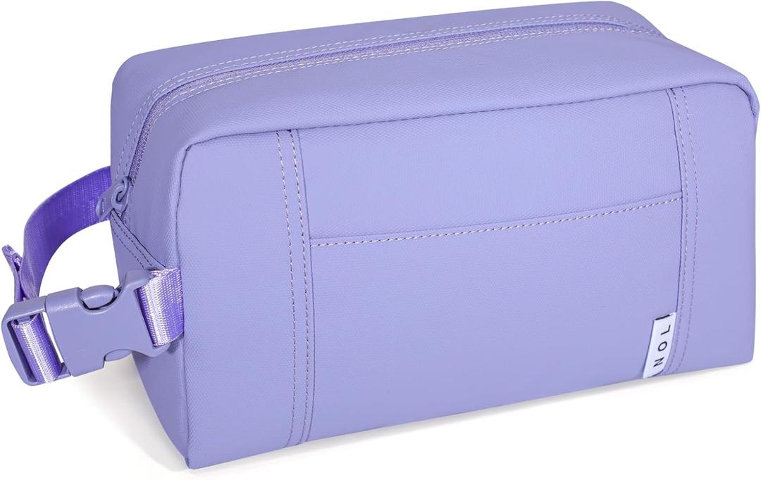 NOL Natural Organic Lifestyle Freezable Snack Bag, Leakproof Cooler Lunch Bag, Reusable, Zip Closure with Buckle Handle Nylon Waterproof Snack Box for Work Travel-Light purple