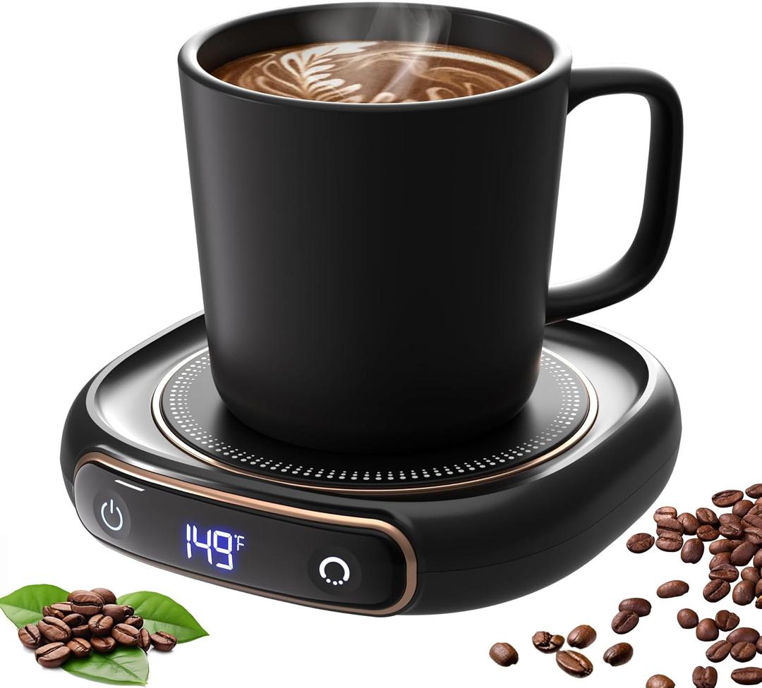 Lerat Coffee Mug Warmer & Mug Set for Desk, Electric Coffee Cup Warmer with Auto Shut Off, 3 Temperature Setting Smart Cup Warmer for Heating Coffee, Milk, Beverage, Candle Jar (Black), 12oz (Light Black)