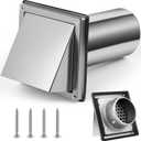 4 Inch Dryer Vent Cover Outside with Stainless Steel Guard Outdoor Wall Dryer Exhaust Vent Cover Shroud Hood Cushioned Non Return Flap with Sealing Gasket(Hexagon, with Extension Tube)