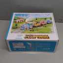 Steam Train Set for Toddlers  Cartoon Face Locomotive with Remote Control, Real Steam, Lights & Music  Magnetic Toy with Tracks & Trucks (19052D-1)