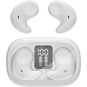 Sleep Earbuds Bluetooth in Ear Light-Weight Headphones, Mini Invisible Earplugs Small Design for Side Sleepers, 58H Playtime with Charging Case, Clear Calls& Noise Block, White