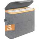 Toilet Paper Storage, Toilet Paper Basket with Lid and Pocket, Holds 9-12 Rolls, Grey