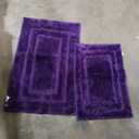 HOMEIDEAS Purple Bathroom Rugs Sets, 2 Piece Super Soft and Absorbent Non Slip Microfiber Machine Washable Bath Mats for Purple Bathroom Decor, 20" x 32" + 16" x 24"