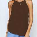 LouKeith Womens Tank Top Racerback Halter Tops Sleeveless Shirts Spaghetti Strap Camisole Casual Summer Basic Blouses (Brown), M