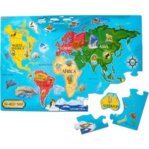 Melissa & Doug World Map Jumbo Jigsaw Floor Puzzle (33 pcs, 2 x 3 feet)
