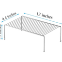 Kitchen Cabinet Shelf Organizer Set of 2, Medium (13 x 9.4 inch) and (11 x 10inch) Metal Wire Pantry Storage Shelves, Dish Plate Racks for Cabinets, Freezer, Counter, Cupboard Organizers and Storage, Chrome