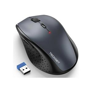 TECKNET Wireless Mouse, 2.4G USB Computer Mouse with 6-Level Adjustable 4800 DPI, Silent Quiet Click，30 Months Battery, Ergonomic Grips, 6 Buttons Portable for PC, Chromebook, Mac - Grey