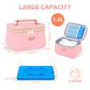 PIIOSER Breast Milk Cooler Travel Bag with 2 Ice Pack, Fits 6 Breastmilk Storage Bags Up to 8Oz, Insulated Small Baby Breastmilk Storage Cooler Bag for Daycare and Breastfeeding Mom (Pink-XS)