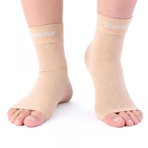Doc Miller Ankle Brace for Women & Men  Ankle Compression Sleeve, Toeless Foot & Ankle Support for Plantar Fasciitis, Arthritis, Achilles Tendonitis, Sprained Ankle, Swelling & Recovery (1 Pair) (Medium, Skin/Nude)