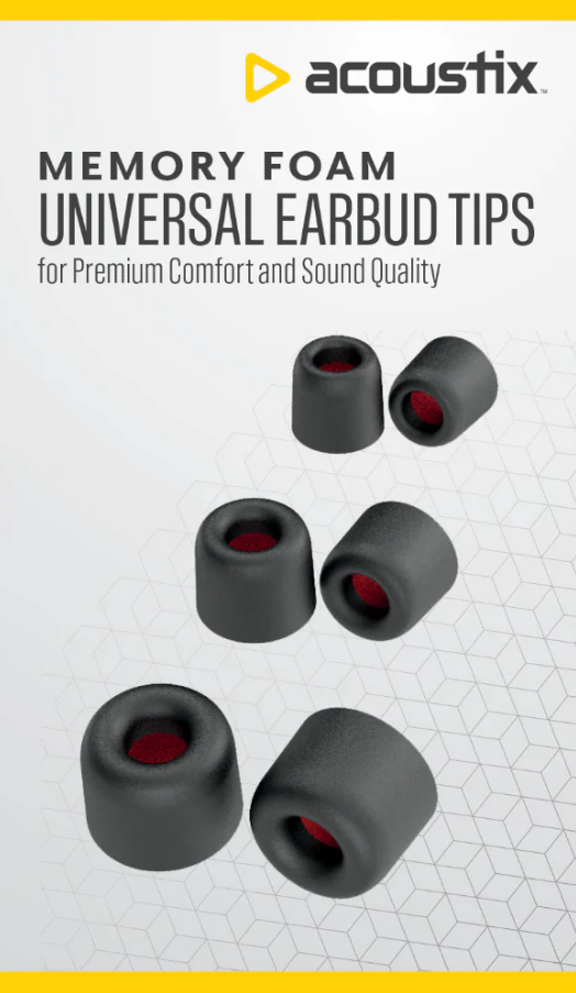 Acoustix Universal Memory Foam Replacement Earbud Tips - BlackAcoustix Universal Memory Foam Replacement Earbud Tips - Black