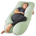 Meiz Pregnancy Pillow, U Shaped Pregnancy Pillows for Sleeping Cooling, 55 Inch Maternity Pillow for Pregnant Women, Body Pillows for Adults, Rayon Cover from Bamboo, Sage Green