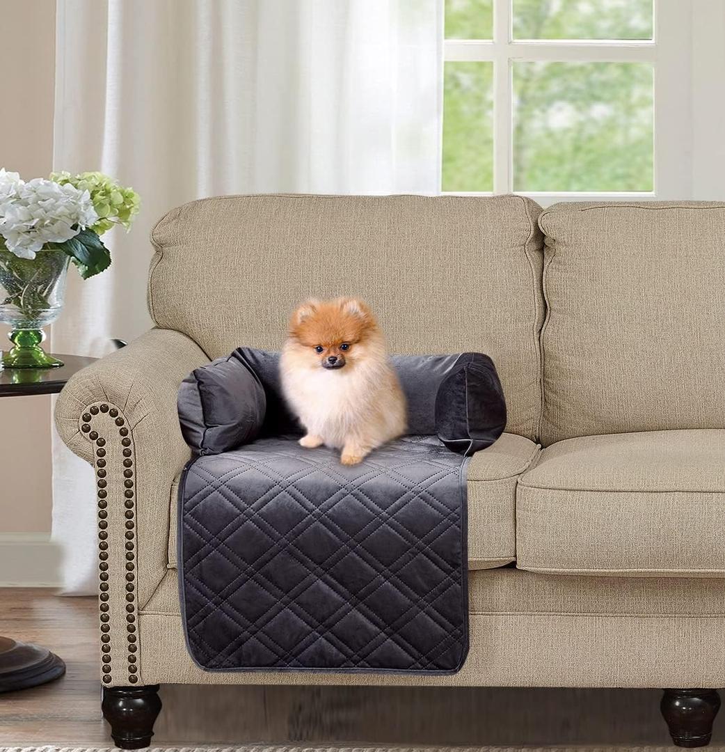 Brilliant Sunshine Premium Calming Dog Bed Mat, Silky Velvet, Removable Washable Cover, Cushion Protector and Couch Covers for Dogs, Pets, Cats, Small, Grey
