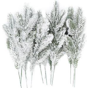 12Pcs Snowy Artificial Pine Needles - Branches Twigs 10.6" Frosted Pine Picks Greenery Stems for Crafts, Wreaths, Garlands - Holiday Decor