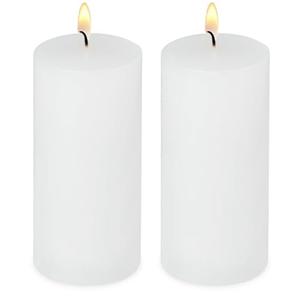 2 Pack 3x6 Inch White Unscented Pillar Candles - 70 Hour Long Burning Dripless Smokeless Candles for Home Decor Weddings Festivals Spa Meditation