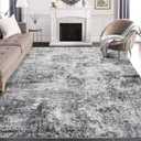 Area Rug Living Room Rugs - 8x10 Large Soft Indoor Neutral Modern Abstract Low Pile Washable Rug Carpet for Bedroom Dining Room Farmhouse Home Office - Grey