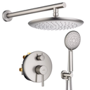 CASAINC 5-Spray Patterns 9.5 in. Wall Mount Dual Shower Heads in Spot Resist Brushed Nickel HM-B203-RO-BN