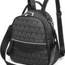 Mini Backpack Purse for Women Multi Pocket Small Backpacks Ladies Convertible Shoulder Handbags Designer Travel Backpack with Wide Strap (Black)