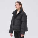 Womens Oversized Down Puffer Jacket, Winter Coat Stand Collar (Black, M)