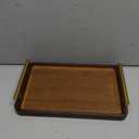 Bamboo Serving Tray with Gold Handles, Food Tray for Breakfast,Coffee Table,Dinner & Bar, Decorative Tray for Kitchen, Bedroom (Small) (11.8" x 7.7" x 2")