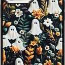 Cute Small Spooky Halloween Ghost Phone Case, Flower Ghost iPhone 13 Pro Max Case, Non-Slip Pattern Design, Soft Silica Gel Frame Support Phone Case for Teen Girls and Boys, Women and Men