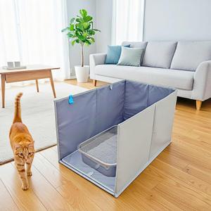 Extra Large Cat Litter Box Enclosure, Open Top High Sided Splash Guard, Waterproof Shield for Cat Litter Boxes (3-Walls Enclosure)