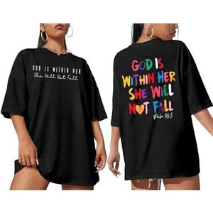 Ithalt Christian Tshirts Women Be The Light Shirts Religious Tees Casual Faith Short Sleeve Tops,L