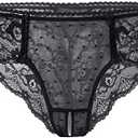 PERAMBRY Women's Lace Stretch Sexy Thong Bikini Panties Bow Tie Breathable Fashionable 7pcs XXL