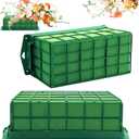 2 Pieces Floral Foam Cage, Flower Arrangements Supplies With Rectangle Holder, Bricks for Fresh Flower Wedding Holiday Decorations Green