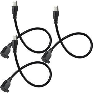 [3 Pack] Black Short Power Extension Cord - 1.5FT 3 Prong Mini Indoor Grounded Extension Cord,16AWG Small Electrical AC Power Cord for Outlet Saver,Rated for 13AMP Home Appliance Extender Cord(3)