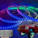 FIJVKNXY 4PCS 17.5" Quad Row RGB Dream Color Chasing LED Wheel Rim Lights, Waterproof App & Remote Control, Strobe/Flash Modes for Trucks, Cars