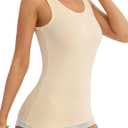 5 Pack Tank Tops for Women Cotton Undershirts Slim Fit Scoop Neck Basic Tanks Sleeveless Wide Strap Layering Top (L)