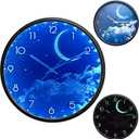 12 Inch Night Light Wall Clock, Glow in The Dark Large Digital Display Kids Birthday Present, Silent Battery-Operated LED Wall Clocks for Bedroom Living Room Kitchen