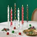 6 Pack Christmas Flameless Taper Candles 10.6'' Plastic LED Candles 3D Wick Flickering Electric Tall Candlesticks Battery Operated for Christmas Fall Autumn Home Party Decor