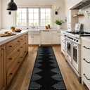 Seavish Hallway Runner Rug 2x8 Black Kitchen Runner Rugs Non Slip Washable Low Pile Soft Modern Geometric Rugs for Entryway Neutral Rugs Non Shedding Western Bohemian Rug for Laundry Bedroom